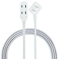 thumbnail image 4 of Cordinate 8FT 3-Outlet Indoor Extension Cord, Flat Plug, 2 Prong, Slide-to-Lock Covers, White/Gray, 4 of 9