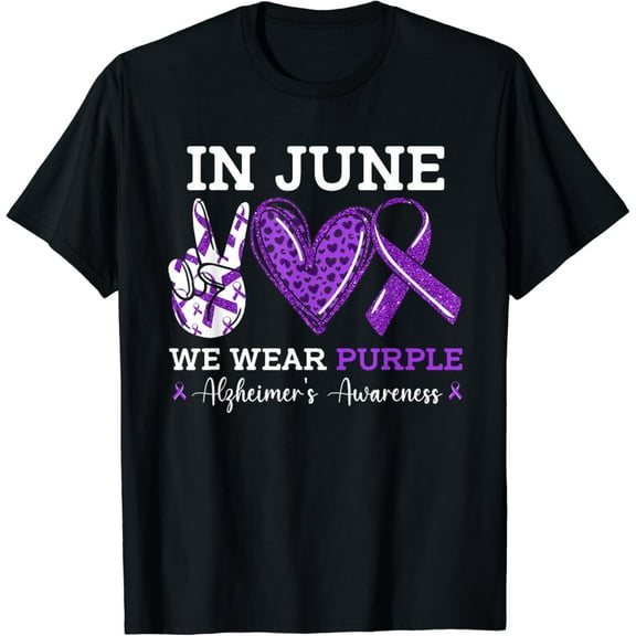 In June We Wear Purple Alzheimer's Awareness Purple Ribbon T-Shirt mens t shirt，black，women，funny，misfits，men，journey
