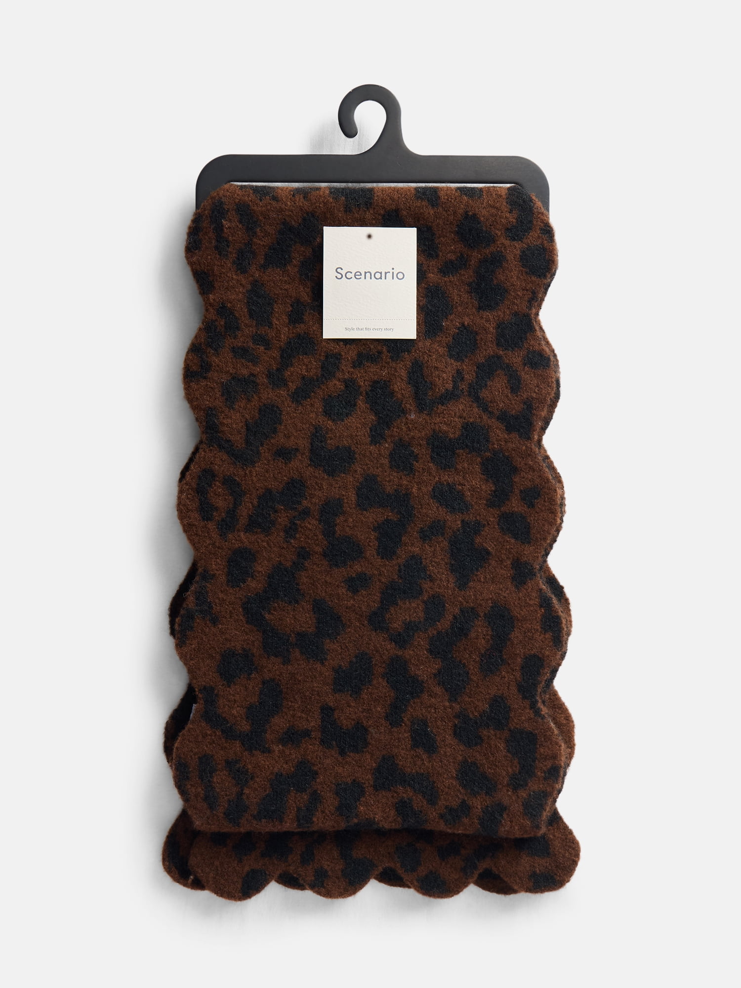 Scenario Women's Leopard Print Knit Scarf, Brown Stallion