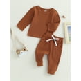 thumbnail image 3 of SUNSIOM 2Pcs Baby Boy Fall Outfits Long Sleeve Solid Color Tops + Pants Set Toddler Warm Clothes, 3 of 9