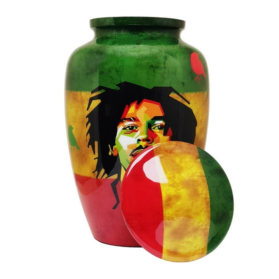 Exquisite Blue Meena Art Aluminum Cremation Urn - 6.5x6.5x10.5 Inches - Handcrafted Memorial Urn for Ashes with Traditional Motif