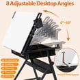 thumbnail image 4 of ZENSTYLE Drafting Table Wooden Drawing Desk Craft Station Artist W/ Stool and Charging Station White, 4 of 10
