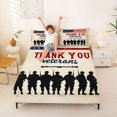 thumbnail image 3 of Manfei Vintage US Flag Bed Sheets, Thank You Veterans Print Full Size Sheets, Red Navy Beige, Gray Reversible 4-Piece (1 Flat Sheet, 1 Fitted Sheet and 2 Pillowcases), 3 of 6