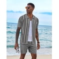 thumbnail image 6 of COOFANDY Men's 2 Piece Short Sets Casual Button Down Shirt and Shorts Set Knit Polo Set Vintage Summer Beach Outfits, 6 of 6
