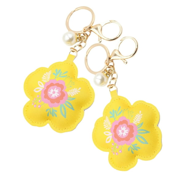 FRCOLOR 2pcs Key Chain PU Flower Keychain Bag Key Ring Backpack Zipper Hanging Decors