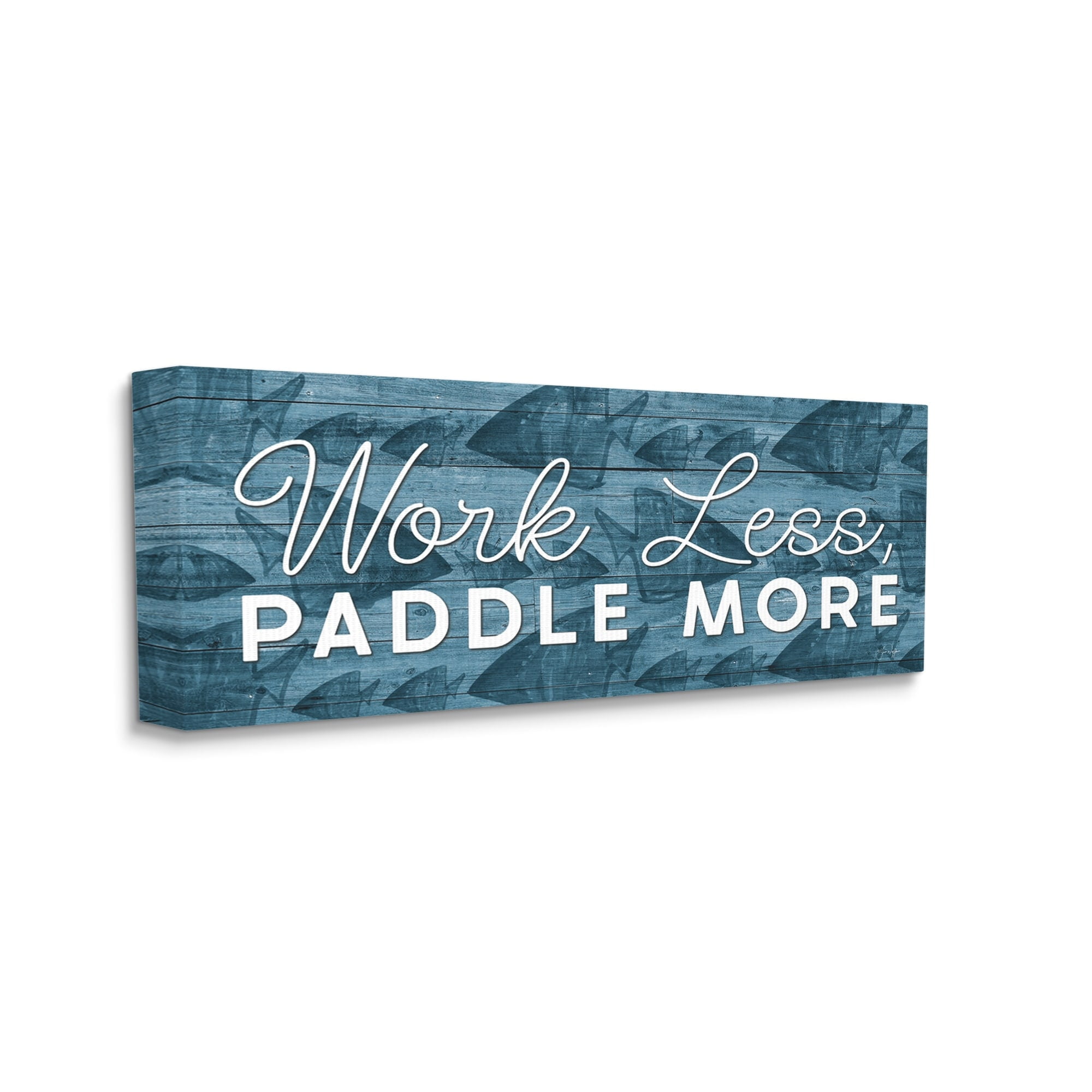 Stupell Industries Work Less Paddle More Fish Patterned Background ,48 x 20, Design by Yass Naffas Designs