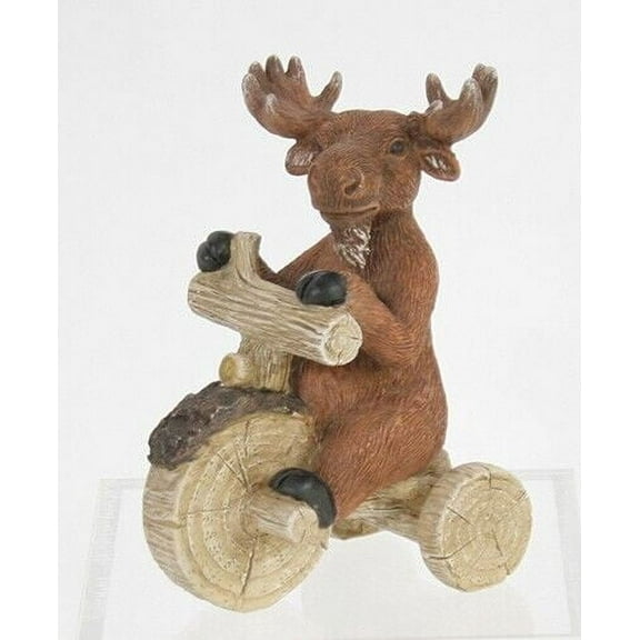 MOOSE RIDING TRICYCLE Playful Woodland Figurine, by Slifka