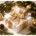thumbnail image 5 of Champagne Gold Christmas Wired Ribbon - 16.4 Ft Yard Christmas Mesh Ribbon for Gift Wrapping, Tree Decor & DIY Crafts, Holiday Bow Making,A, 5 of 7