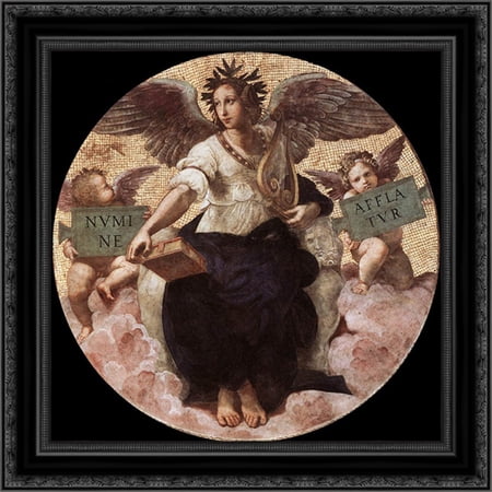 The Stanza della Segnatura Ceiling: Poetry 20x20 Black Ornate Wood Framed Canvas Art by Raphael