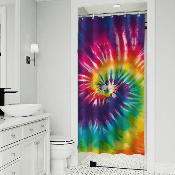 Colorful Tie Dye Pattern Shower Curtain 36"x72" ,Bathroom Decorative Shower Curtains Set with 12 Hooks,Modern Waterproof Washable Shower Curtain