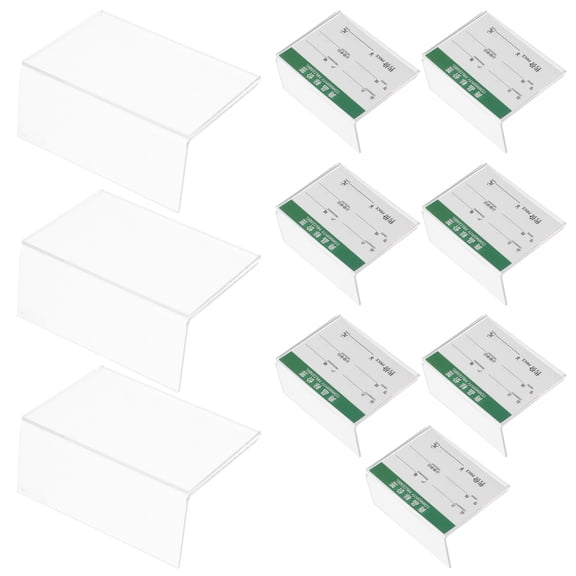 10pcs Clear Acrylic Price Tag Holders Self Adhesive Label Holder L Shaped Tabletop Label Display Stand for Office Store