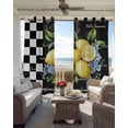 thumbnail image 4 of Blackout Curtains for Bedroom, Lemon Room Darkening Window Drapes for Living Room, Spring Summer Black White Checkered Plaid Thermal Insulated Grommet Curtains, 52x72 inch, 2 Panels, 4 of 9