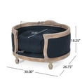 thumbnail image 5 of GDF Studio Burgos French Country Fabric Upholstered Wood Medium Pet Bed, Navy Blue and Antique Natural, 5 of 9