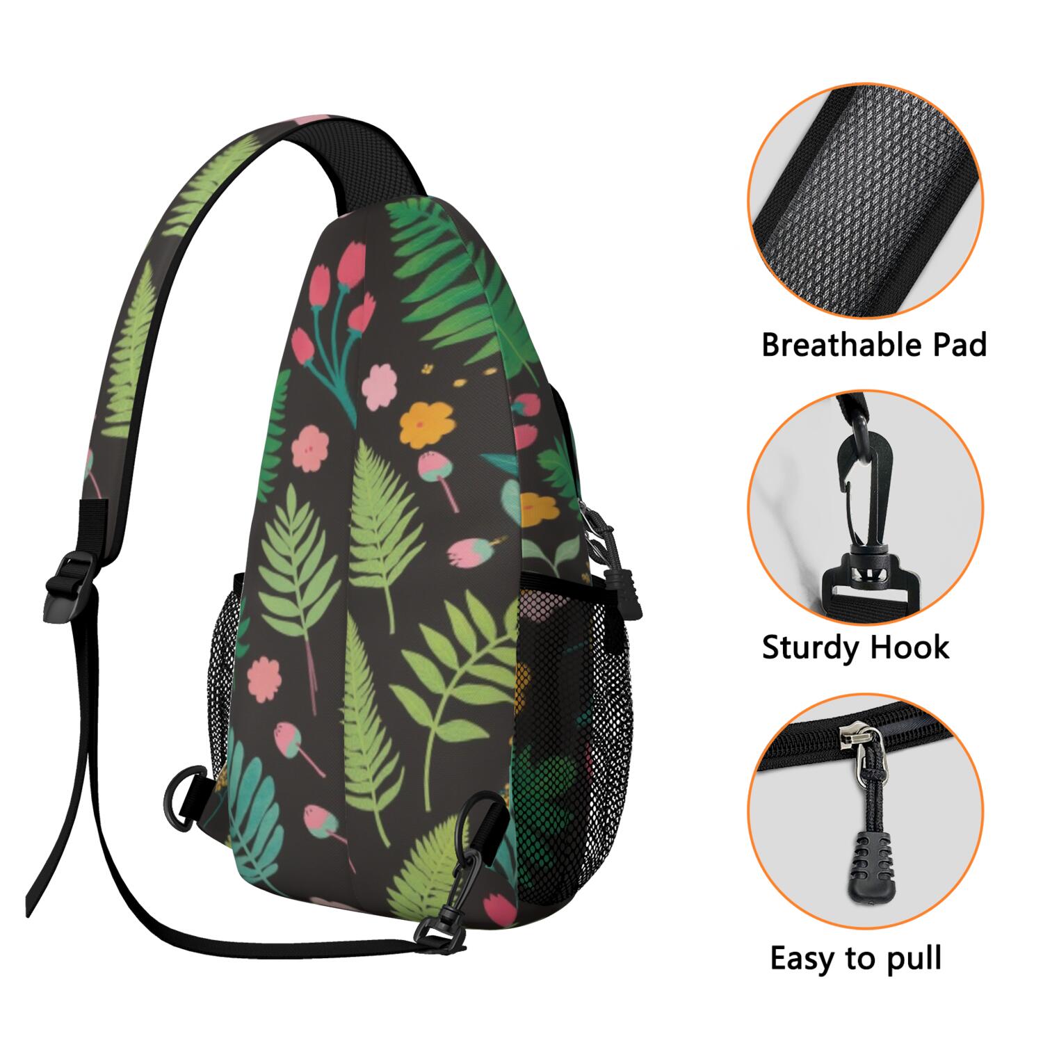 Crossbody Sling Bag Mushroom Hiking Daypack Crossbody Travel Bag Hiking Bag for Men Women