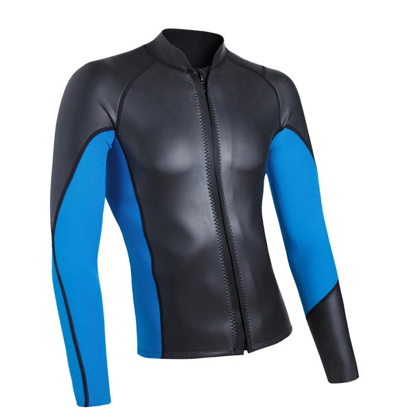 Traje de Neopreno de Mujeres con Cremallera Protección UV Elástico Ligero para Natación Pesca Remo - L Negro y azul l Macarena Traje de neopreno para mujer