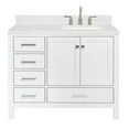 thumbnail image 2 of ARIEL Cambridge 42 Inch White Bathroom Vanity with Single Sink, Solid Wood, Carrara White Quartz Countertop, 1.5-Inch Edge, Right Rectangular Undermount Sink, 2 Soft Closing Doors, 5 Drawers, 2 of 8