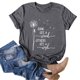 thumbnail image 3 of Camiseta informal de manga corta con estampado de letras para mujer: cuello redondo, top de poliéster, versátil para combinar con leggings o vaqueros, disponible en varias tallas., 3 of 3