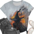 thumbnail image 4 of Witch Cute Graphic T-Shirt for Women Crew Neck Short Sleeve Loose Casual Tops Fall Tees Multicolor M, 4 of 6