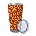 thumbnail image 2 of Uemuo Sunflowers On Red Print Travel Coffee Mug ,20oz Double-walled Car Cup ,Stainless Steel Insulated Tumbler Leak-proof Travel Cup Reusable Straw Car Cup-Straw Three-piece Set, 2 of 8