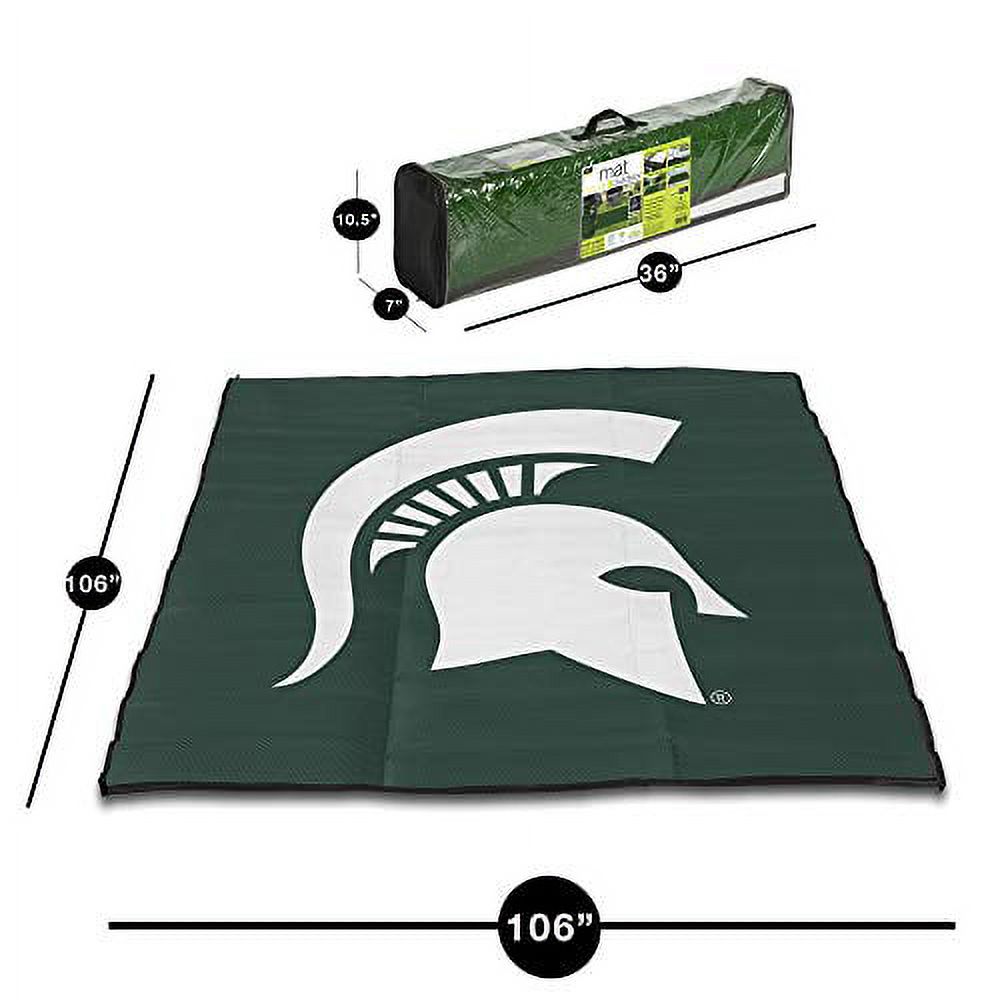 Smart Design Collegiate Tailgate Picnic Mat - 9 x 9 feet - White & Green Colors - Michigan State Spartans
