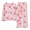 thumbnail image 2 of Yuhangmm Ladies Pajamas Sets Flannel Teddy Bear Jacquard Warm Suit Winter Thick Home Clothes Set PinkOne Size, 2 of 9