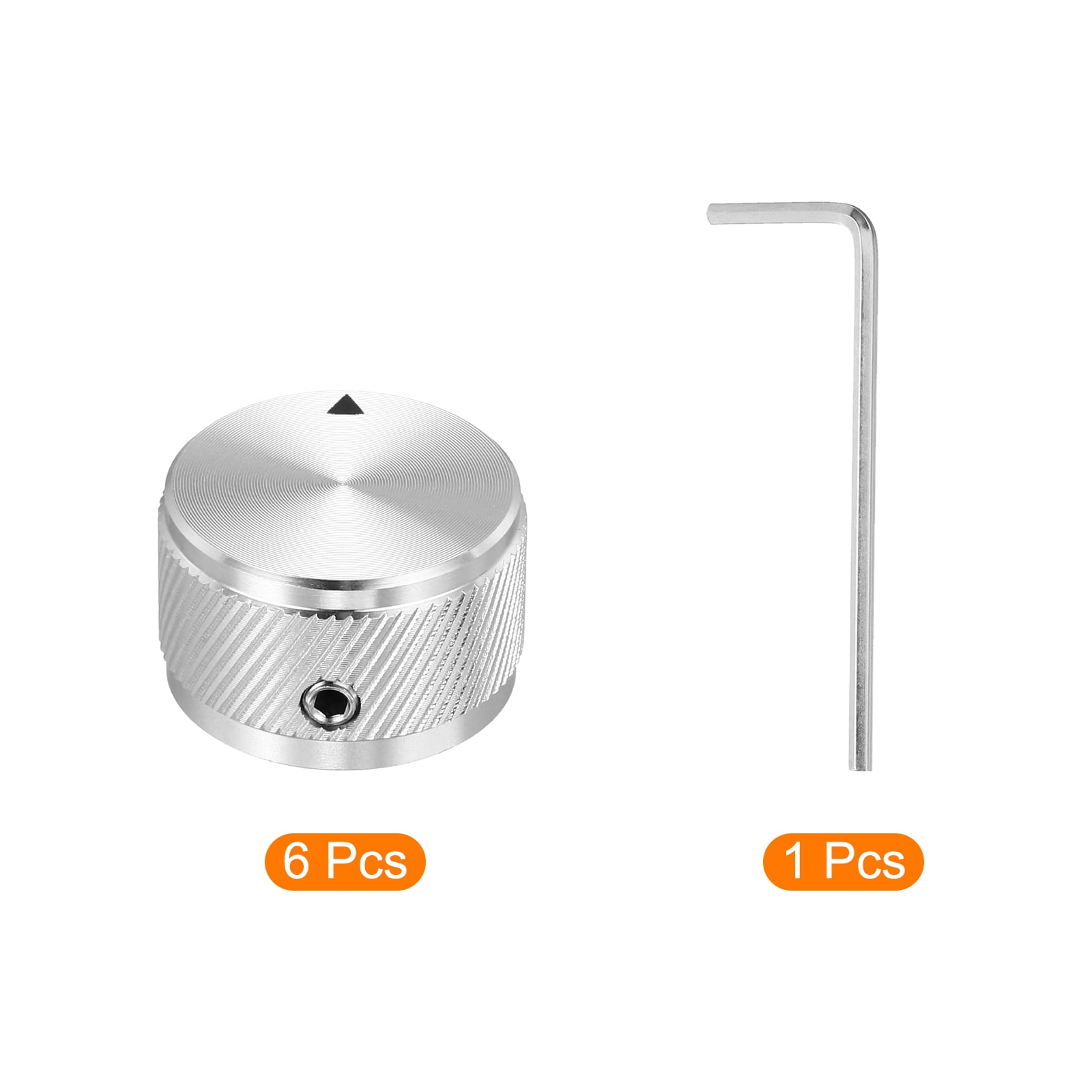 Uxcell 6 Pcs Aluminium Potentiometer Knobs, 1/4" (6mm) Universal Volume Tone Control Knobs for Guitar, Bass, Twill 5/8" Silver