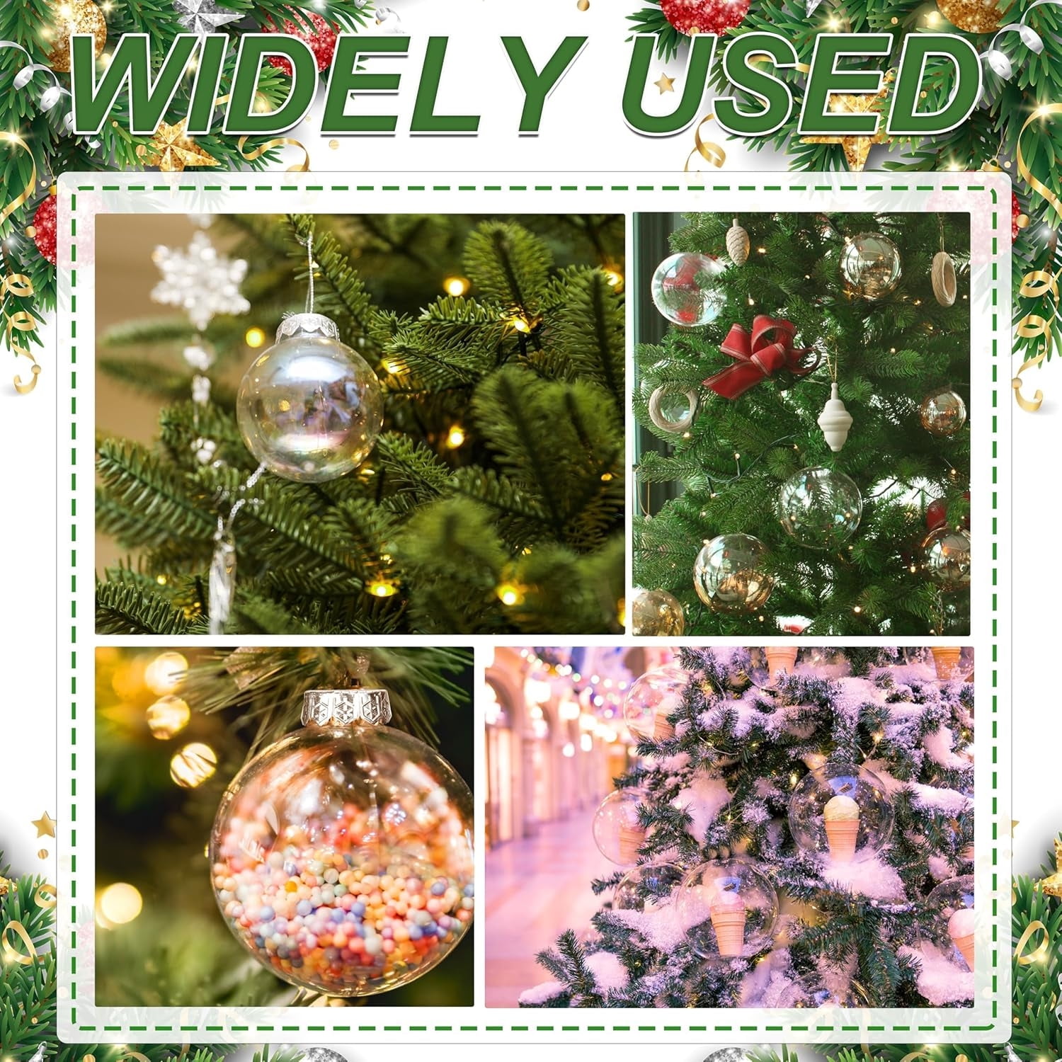 36 Pcs Hanging Clear Plastic Fillable Ornaments DIY Christmas Balls 2.36" DIY Ornaments Balls Hanging Ball Ornament Craft Ornaments for Xmas Tree Home Decoration Creative Gifts (60 mm),Topboutique