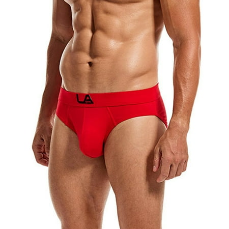 

Clearance KUNPENG Men s Lanvibum Mid-Rise Contrast Briefs M Red Cotton