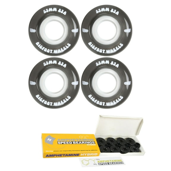 Bigfoot Skateboard Wheels 53mm 83A Soft Cruiser Filmer Black   Ceramic Bearings