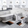thumbnail image 5 of Black Brown Bath Mat 3 Piece Bathroom Rug Set, Contemporary Striped Boho Art Non Slip Bath Rug Contour Mat and Toilet Lid Cover, Absorbent Shower Mats Soft Bath Rugs and Mats Sets, 5 of 8