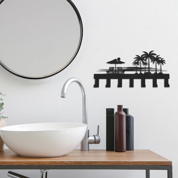 WHAMVOX Gancho De Pared Decorativo Negro Con De Y Sol Para Entrada Y Hogar