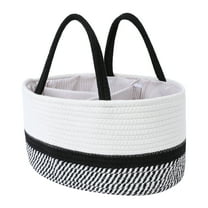 Unique Bargains 1 Pcs Woven Storage Basket Shelf Storage Bin with Handles for Home Black