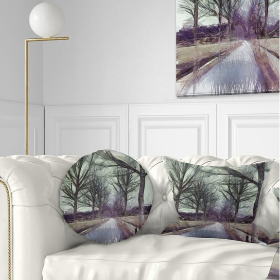 Designart Abstract Nature Watercolor Sketch - Landscape Printed Throw Pillow - 12x20