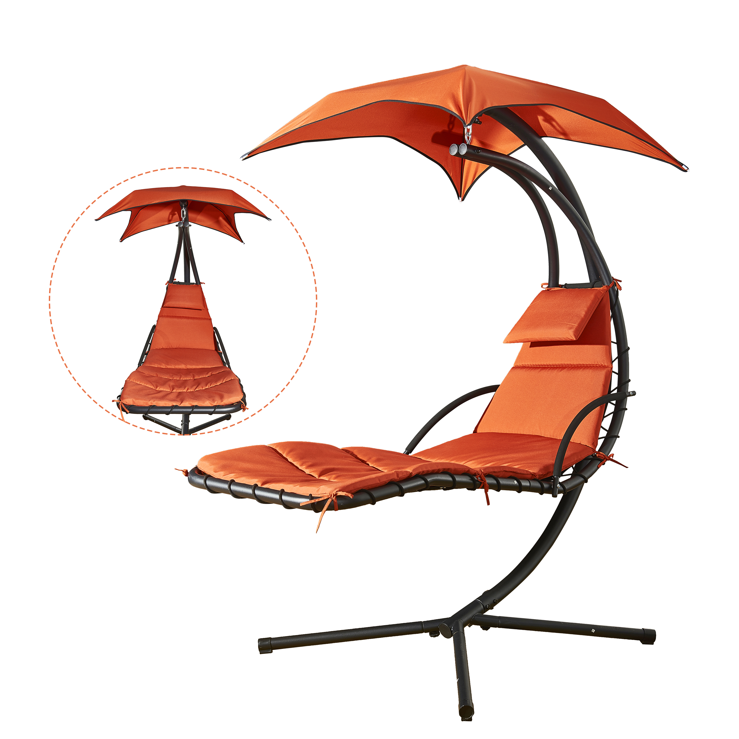 Finefind Hanging Chair Patio Chaise Lounge Hammock Floating Swing Chair Outdoor Orange Garden Deck and Poolside - image 3 of 7