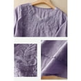thumbnail image 4 of Women's Embroidered Cotton Linen Short Sleeve V-Neck Casual Top Shirt, 4 of 5