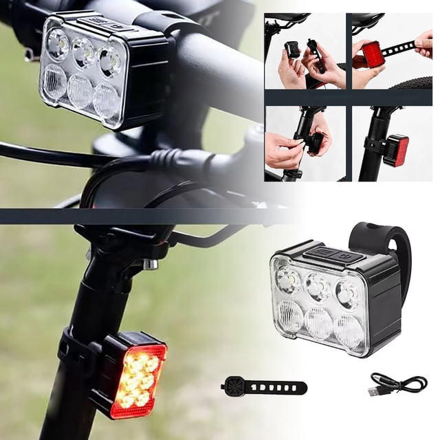 High-Visibility Front And Rear Light for Night Riding Rechargeable USB Quick-Release Installation Multiple Light Modes for Outdoor Cycling Enthusiasts