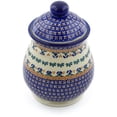 thumbnail image 1 of Polish Pottery 8-inch Jar with Lid (Blue Cress Theme) Signature UNIKAT Hand Painted in Boleslawiec, Poland + Certificate of Authenticity, 1 of 6