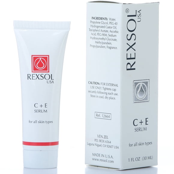 Suero REXSOL CE | Contiene vitamina C y vitamina E | Ayuda a minimizar la aparición de los primeros signos del envejecimiento | Mejora la apariencia juvenil de la piel (30 ml/ 1 fl oz)