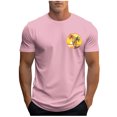 thumbnail image 3 of Jinhomg Mens Fashion Tees Casual Comfy Hawaiian Beach Print Vacation Tops Loose Fit Comfy Short Sleeve Crew Neck Summer T-Shirts Summer Saving Pink XXL, 3 of 6