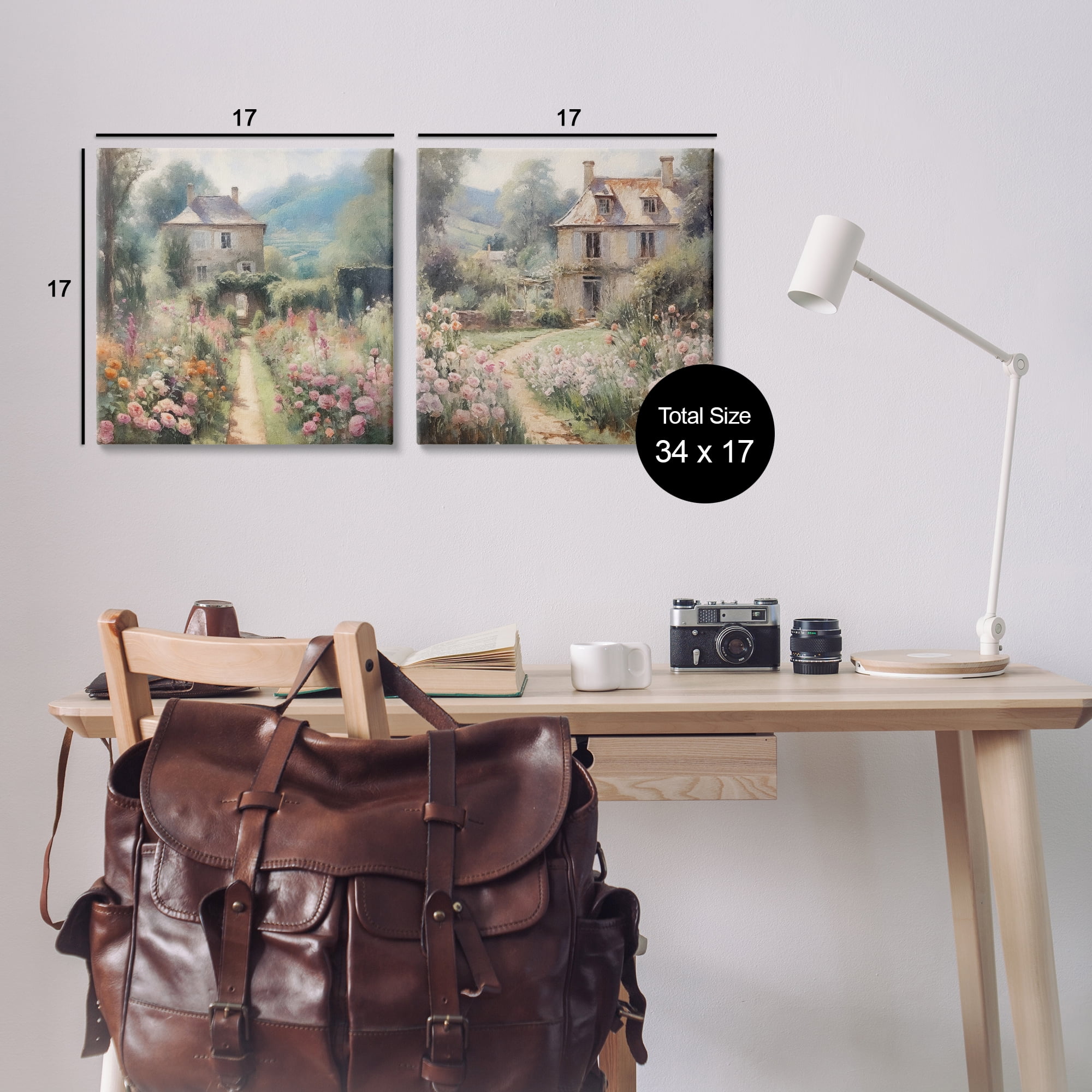 Stupell Industries Quaint French Country Garden Landscape & Nature Painting Wrapped Canvas Art Print Wall Art, 17 x 17, Set of 2