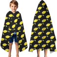 thumbnail image 3 of Yellow Lemon Fruits Black Pattern Hooded Bath Towel，60"x35" for Ages 3 To 12 Kids, Quick Dry Lightweight Soft Microfiber Hood Beach Towel Cover Up for Kids, 3 of 7