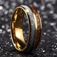 thumbnail image 2 of Wedding Rings Men Women. 8mm Gold Tungsten Wedding Band Wood & Meteorite, 2 of 4