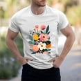 thumbnail image 2 of NAMTYQX Men's T-Shirts Stretchy Plus Size Hawaiian Casual Cozy Pattern Crew Neck Baggy Short Sleeved Light Mens Shirts White Size 3XL, 2 of 5