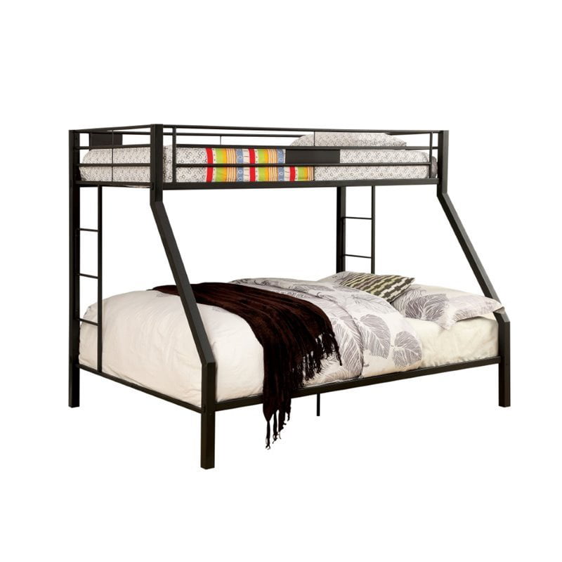 Bowery Hill Twin Over Queen Metal Bunk, Metal Bunk Beds Full On Bottom Twin Top