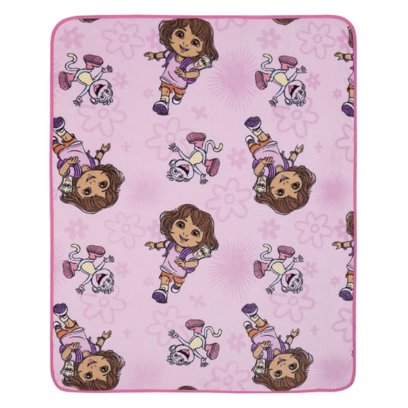 NoJo Dora Adventure Awaits Super Soft Toddler Blanket, Pink and Lavender, 40" x 50"