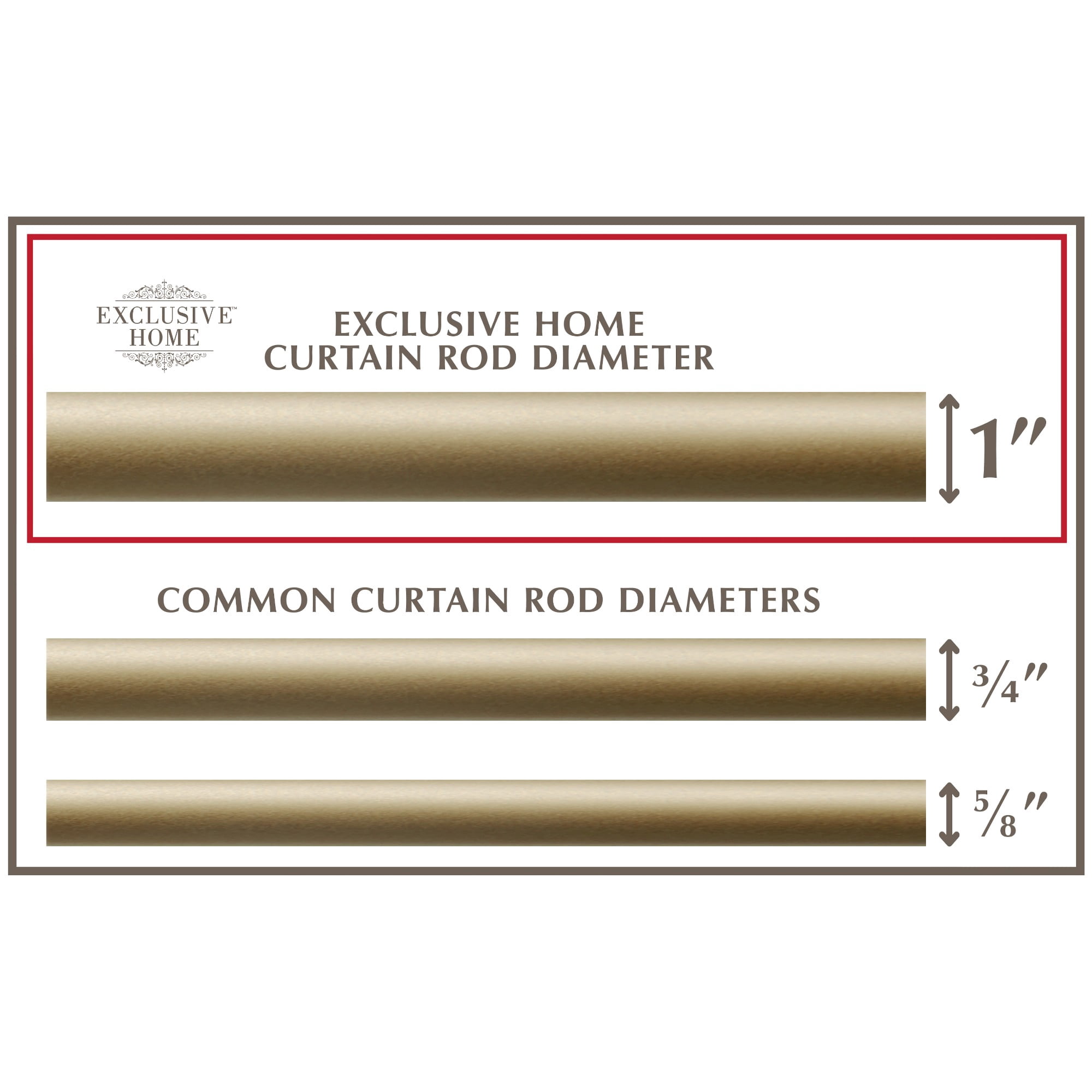 Exclusive Home Sphere 1" Curtain Rod and Coordinating Finial Set, Gold, Adjustable 66"-120"