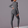 thumbnail image 5 of PXLKNZH Women's Yoga Jumpsuits Casual Slim Fit Long Sleeve Crew Neck Exercise Tight Romper Breathable Sport Bodycon JumpsuitsDark Gray,M, 5 of 7