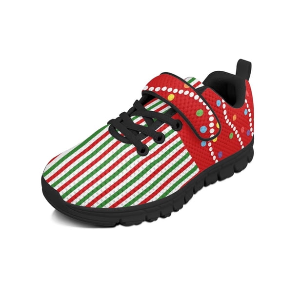 CHAQLIN Christmas Stripes Shoes Kids Sneakers Slip on Lightweight Hiking Running Sneakers Boys Girls Holiday Outdoor Walking Tennis Shoes Non Slip Size 11.5