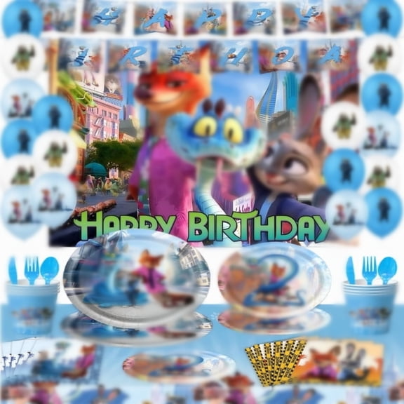Anime Theme Party Decorations Tableware Set , 125PCS Anime Birthday Plates and Cups Napkins Tablecloth Birthday Decorations Tableware