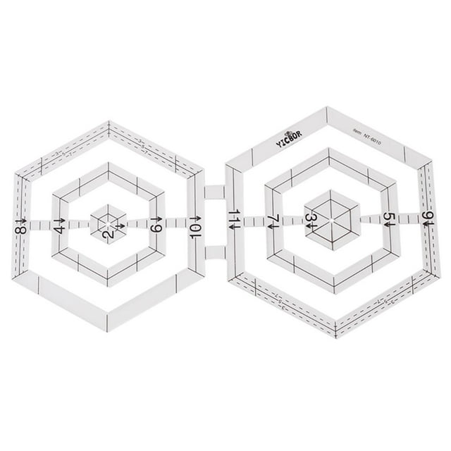 VONKY Acrylic Ruler Easy Quilting Thick Double Square Hexagonal Pentagonal Round DIY Template White hexagon